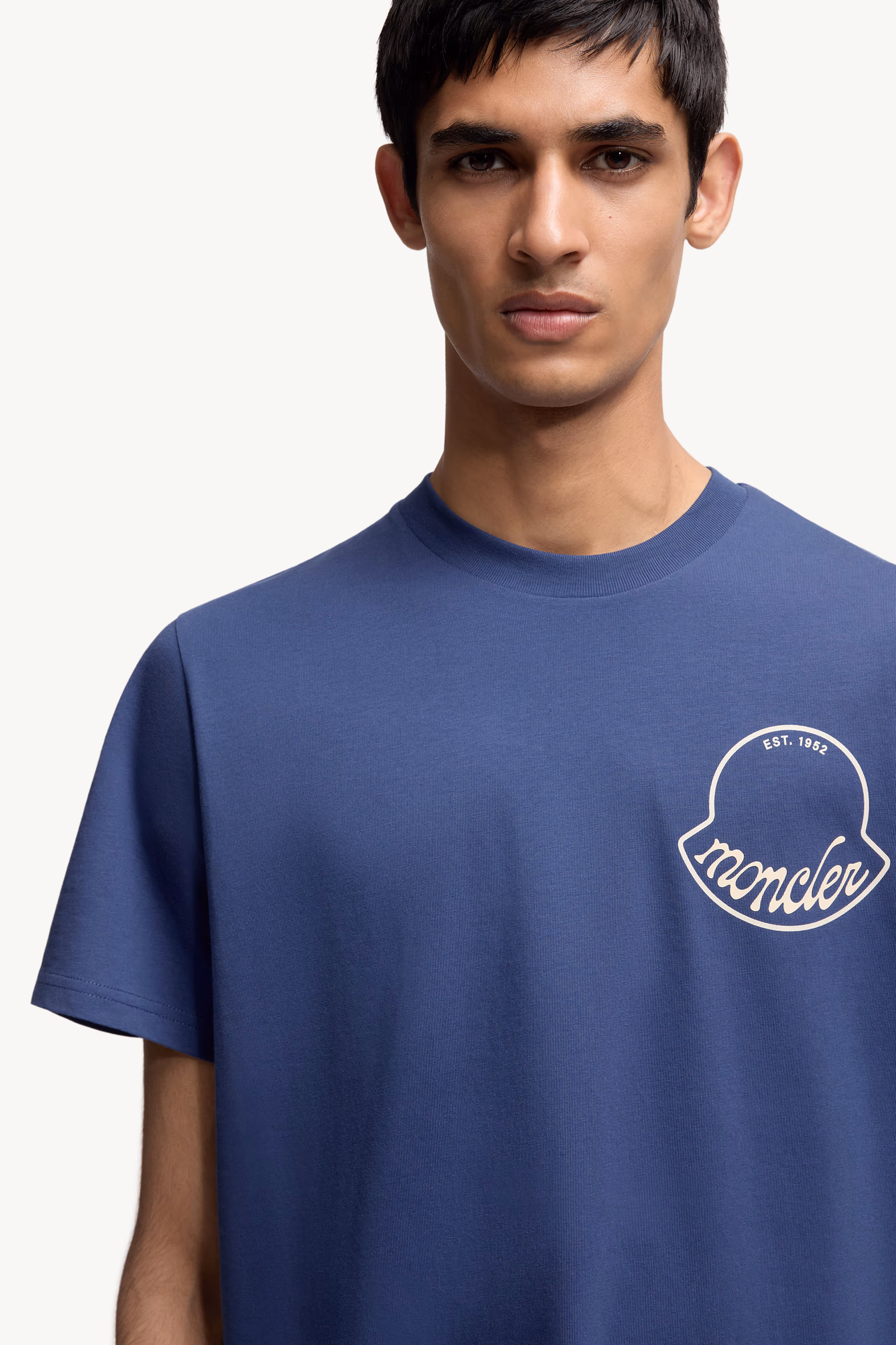 Logo Cotton T-Shirt Men Dark Blue Moncler 6